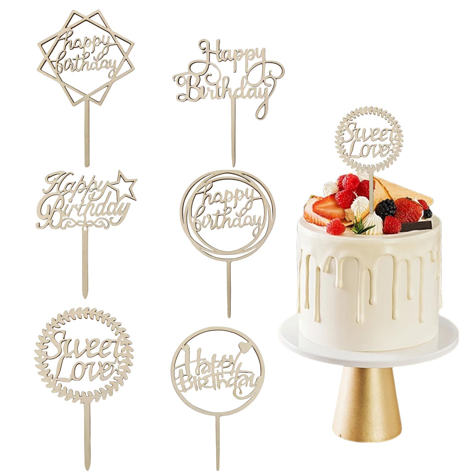 ケーキトッパー 誕生日 お弁当 飾り Amazon.co.jp: ケーキトッパー 誕生日 6枚セット Happy Birthday